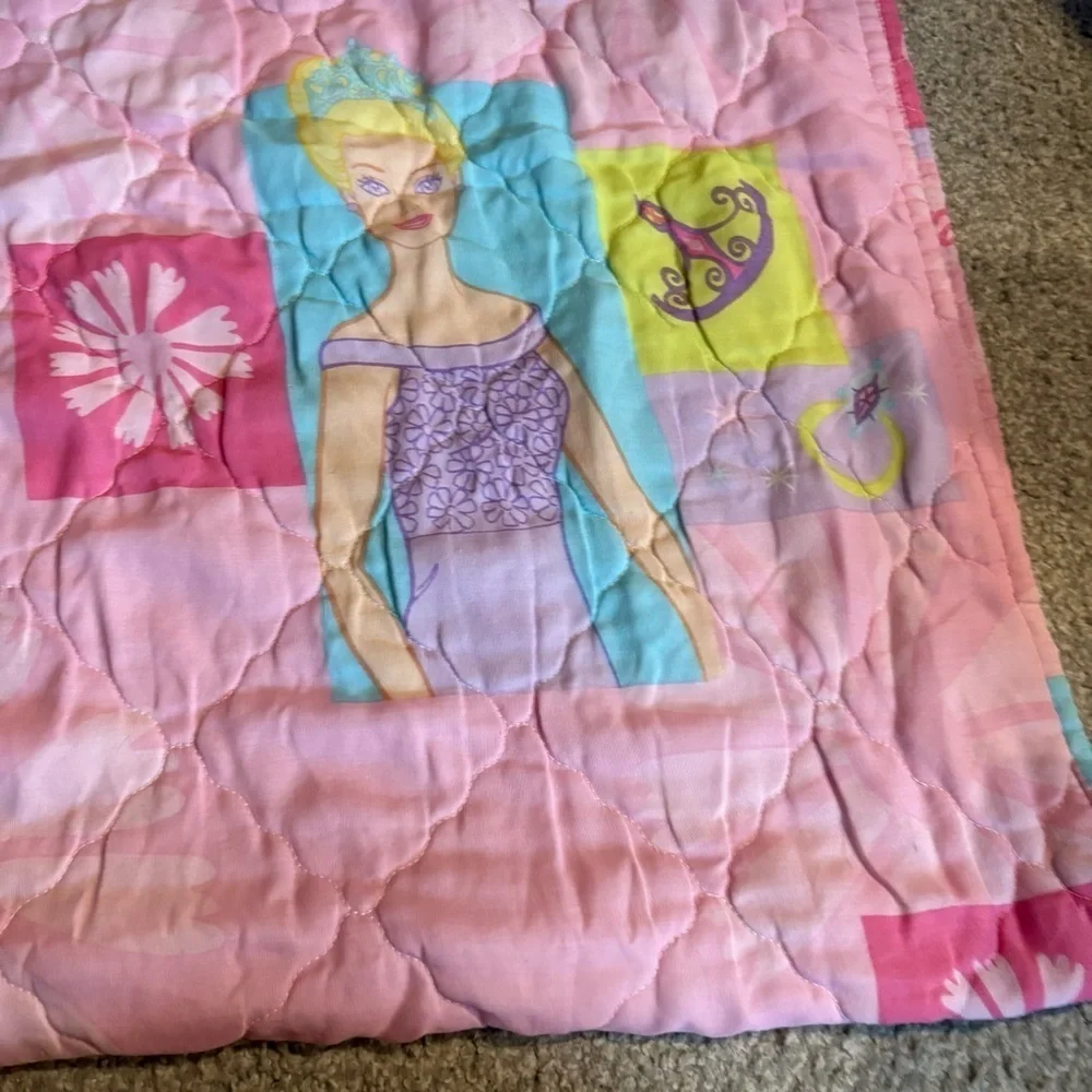 Vintage 1991 Dan River Pink Barbie Toddler Blanket Comforter Bedding 42x58